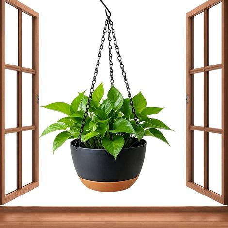 Pot de fleurs suspendu avec soucoupe amovible Jardinières jardin Pour patio, maison, terrasse (1/5)