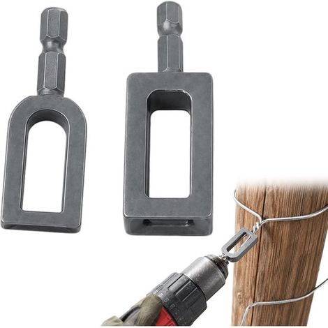 Lot de 2 torsadeurs de fil pour perceuse, outil de torsion pour fils électriques et grillages, avec tige hexagonale universelle, pour clôtures et travaux de construction (1/5)