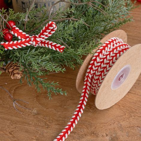 Corde En Jute Tricotée - Ruban Décoratif Rouge Et Blanc Pour Emballage Cadeau De Noël - 914 cm x 0,8 cm - 1 Pièce (1/5)