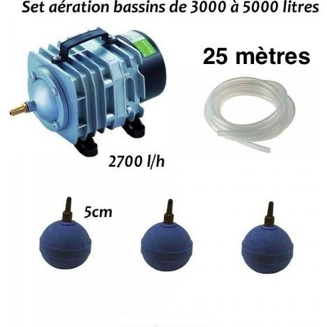 Set Aérateur Bassin de Jardin de 3000, 4000 et 5000 L. Pompe à air bassin + accessoires