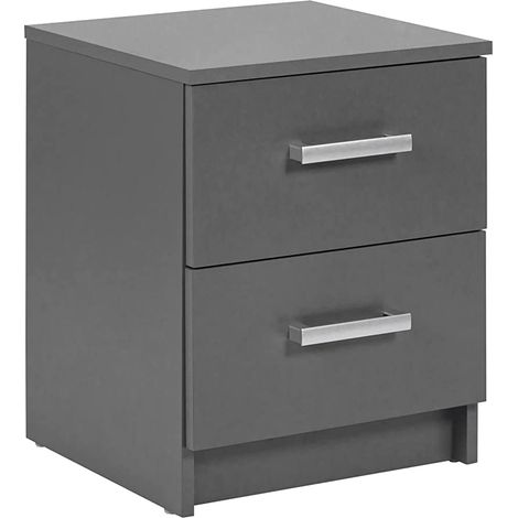 CASSETTIERA COMODINO ELENZIO 2 CASSETTI 41,2x40x58H CM GRIGIO GRAFITE (1/5)