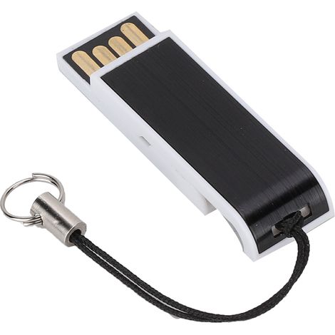 Clé USB 2.0 16Go Mini Portative, tirage-poussée avec chaîne, compatible Windows Vista/7/10/Mac, noire (1/5)