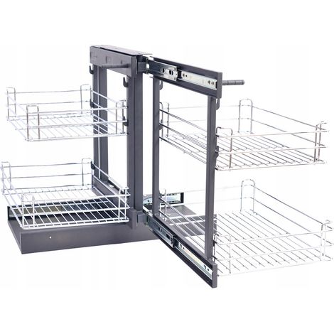 Panier d'angle double face Magic Corner 800/900 mm - Anthracite chromé (1/5)