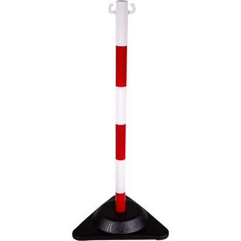 Poteau de balisage X-POST rouge/blanc sur socle lesté SOFOP