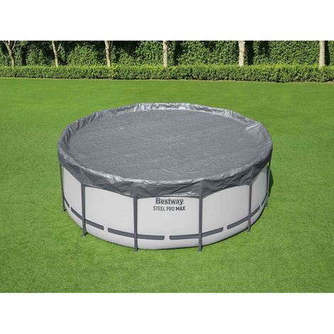 Bestway Couverture de piscine 1 Ø4,88 m Rond Polyester Gris for