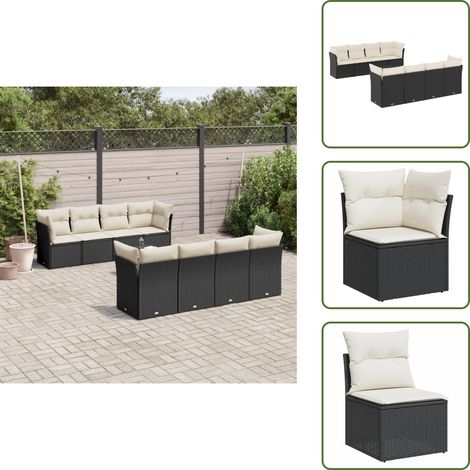 The Living Store Salon de jardin 9 pcs avec coussins noir résine tressée - Ensemble Salon De Jardin - Mobilier De Jardin - Canapé De Jardin - Résine Tressée - Rotin Synthétique (1/5)