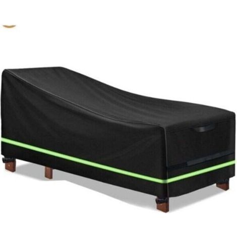 Housse de chaise longue en bois Oxford 420D, 65 x 95 x 155 cm, anti-poussière, protège du soleil, du vent, de la pluie, de la neige et d'autres éléments (noir) (1/4)