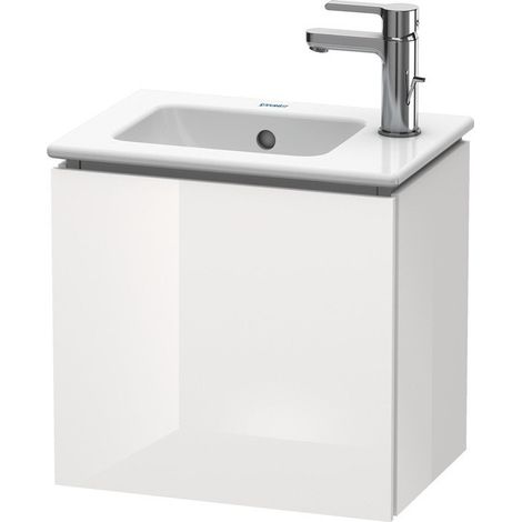Meuble sous-vasque L-CUBE 294x420x400mm ouverture gauche blanc brillant lack
