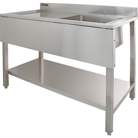 Lavello in Acciaio Inox Industriale Lavandino Catering Lavello Ristorante Commerciale In Acciao Inossidabile Anti Corrosione Lavello Industriale a 1 Vasca - Sgocciolatoio a Sinistra