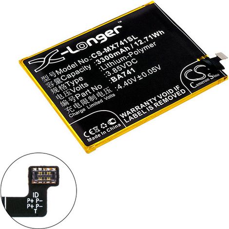 NX - Batterie téléphone, smartphone, GSM pour Meilan 3.85V 3300mAh - BA741 (1/2)