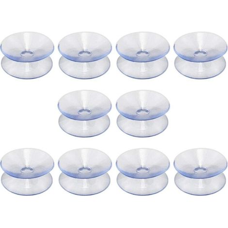 Lot de 10 ventouses double face en caoutchouc de silicone pour dessus de table - Ventouse transparente sans crochets - Compatible avec plateau en verre - Taille : 35 mm (1/4)