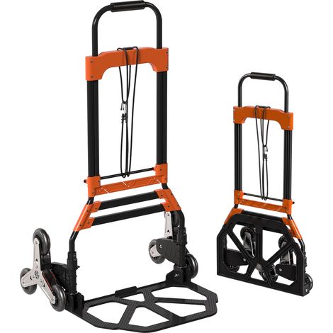 HOMCOM Heavy Duty Foldable Trolley on Wheels, Black and Orange (1/5)