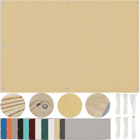 Voile Dombrage Rectangulaire 1.5x3m Imperméable, Toile Ombrage Exterieur Bâche Dombrages, Voiles Solaire, Pare-Soleil Jardin Balcon avec Oeillets et Cordons pour Patio Terrasse Jardin, Sable Beige (1/5)