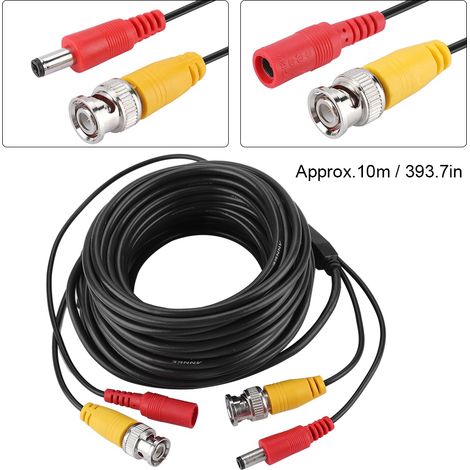 Câble de prolongation BNC 2,1 mm pour caméras de surveillance (10 m) (1/5)