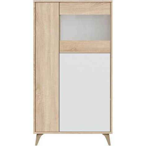 KIT MOBILE C/VETRINA 77X33XH142 CM ROVERE BIANCO