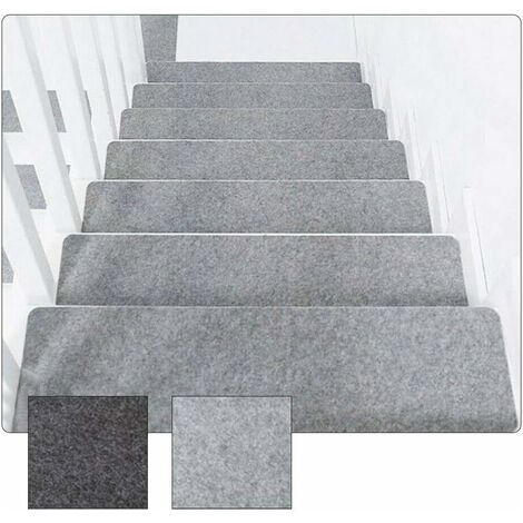 14 pièces Tapis escalier antidérapant Tapis adhésif Tapis de Marche Couvre Tapis de sécurité Lavable pour Enfants anés et Animaux de Compagnie (Gris Clair) (1/5)