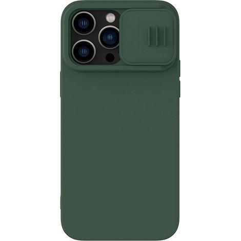 Coque pour iPhone 15 Pro Max/15 Ultra avec cache-objectif coulissant, fine et résistante aux chocs, vert foncé. (1/5)