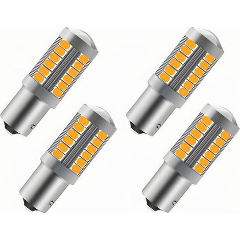 Lot de 4 ampoules LED voiture ambre 1156 BAU15S PY21W - 900lm clignotants avant/arrière 12-30V (1/4)