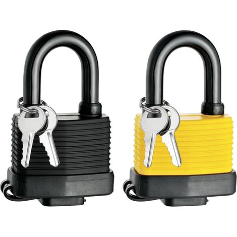 Cadenas avec clé - En laiton résistant aux intempéries - Cadenas de sécurité - Serrure de sécurité - Serrure à fermeture identique - Pour garages, clôtures, entrepôts, abris de stockage (1/5)