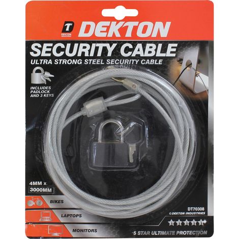 Dekton Security Flexible Spiral Steel Cable Lock Bike Cycle (1/2)
