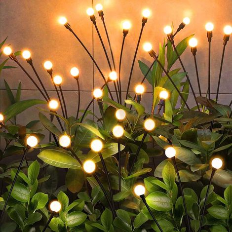 Firefly Lot de 4 lampes solaires d'extérieur en forme de luciole étanches pour chemin, Noël, cour, patio, paysage décoratif, 8 LED (blanc chaud) (1/5)