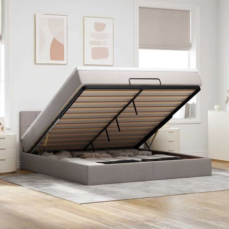 Ottoman-Bett mit Matratze Taupe 180x200 cm Stoff (1/5)