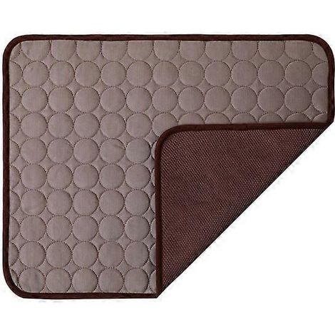 Tapis rafraîchissant lavable pour chien, tapis rafraîchissant en soie glacée, tapis auto-rafraîchissant, tapis rafraîchissant extérieur pour siège auto pour chien (couleur café, 71 x 56 cm) (1/5)