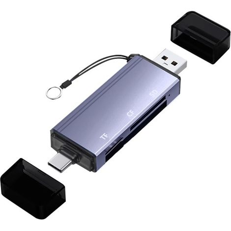 Lecteur de carte microSD/SD USB 3.0, adaptateur de lecteur de carte mémoire double USB A et USB C, lecteur de carte TF de type C 5 Gbit/s pour SD, SDHC, SDXC, RS-MMC, MMC, microSD, microSDHC, microSDX (1/5)