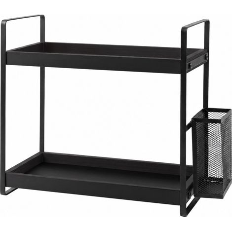 Levede Bathroom Organiser Countertop 2 Tier Perfume Skincare Storage Shelf Black