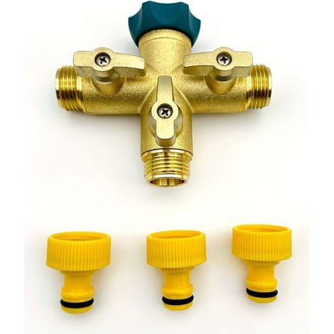 Diviseur de Jardin 3 Voies en Alliage d’Aluminium G3/4" – Connecteur Rapide pour Arrosage, Pelouse et Lavage de Voiture