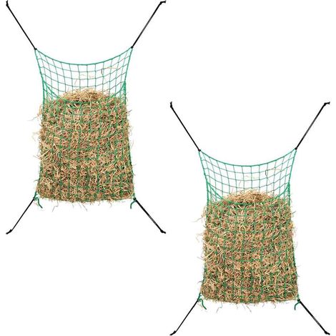 Filet à foin rectangulaire pour chevaux et poneys, PP vert, lot de 2, 0,9 x 1,5 m - PANGIVO (1/5)