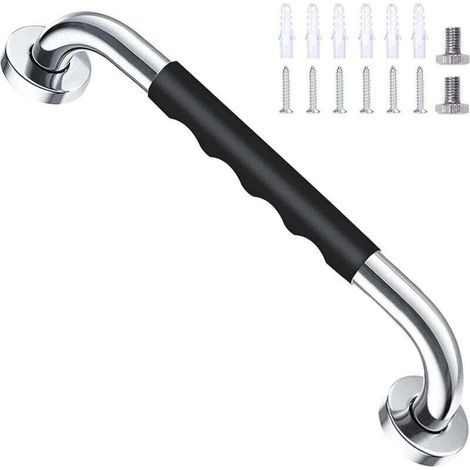Barre d'appui murale en acier inoxydable pour baignoire et toilettes, noire, 40 cm, pour enfants et personnes âgées (1/4)