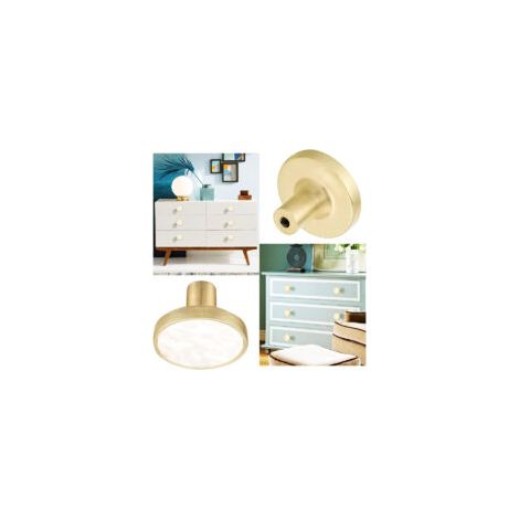 (8 pezzi, bianco) Pomelli rotondi in ottone e marmo per mobili, pomelli decorativi bianchi per cassetti di mobili da cucina, appendiabiti - Crezuo