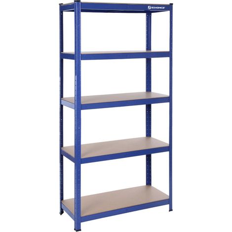 Estantería de almacenamiento de acero resistente con sistema de fijación mediante clips 4 niveles y estantes de MDF 160 x 80 x 40 cm capacidad de 520 kg garaje 120002721 (1/4)