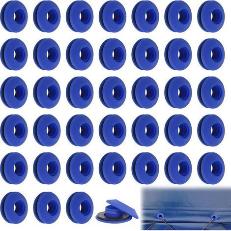 50 Ösen, blauer Kunststoff, 27 x 27 x 11 mm, korrosionsbeständig, für Planen, Zelte und Schwimmbecken, Montage mit dem Hammer (1/5)