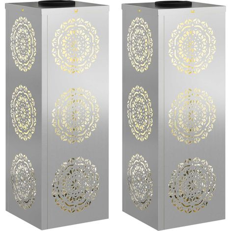 Lumière de chemin LED solaire 2 pcs Argenté Acier Galvanisé