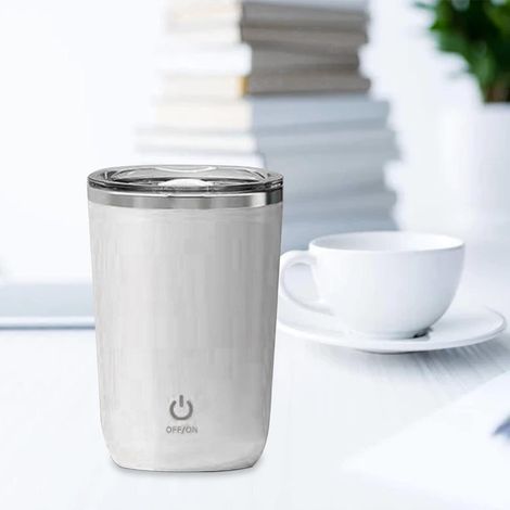 Tazza da caffè con mescolatore, tazza da caffè con mescolatore automatico, tazza da caffè con mescolatore automatico, bicchiere da caffè con mescolatore magnetico da 350 ml per uso domestico, (bianco) (1/4)