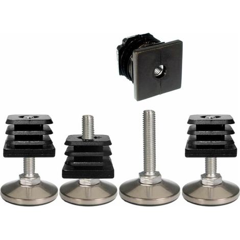 Quadratische, einziehbare Kappe – 30 x 30 mm – mit Stellschraube – für Möbelbeine, Tische, Stühle, Regale – 4er-Pack (1/5)