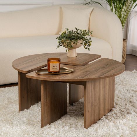 Rund Couchtisch Moari Walnuss Melamin 90 cm