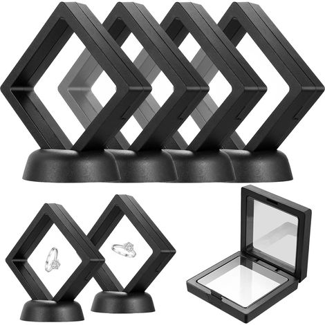 7 Pcs Cadre Flottant Transparent 3D, Cadres d'Affichage Présentoir, Cadre Flottant pour Bijoux Colliers Bracelets Boucles d'oreilles Pièces de Monnaie, avec Base (1/5)