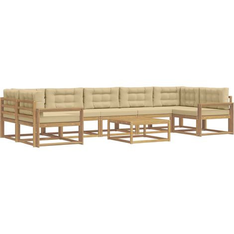Set di divani da esterno 6 pz 7-Posti Bianco e Beige vidaXL (1/5)