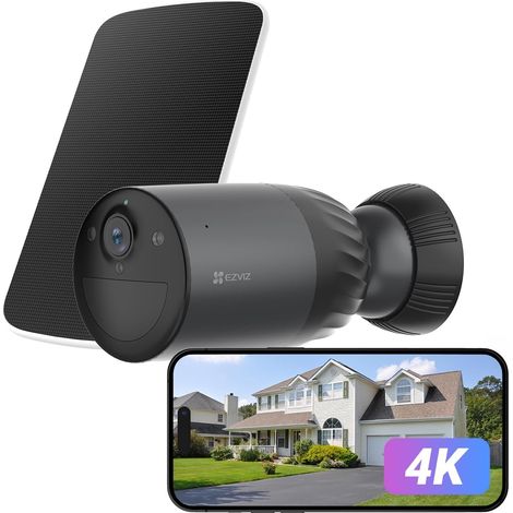 4K Caméra de Surveillance WiFi Extérieure sans Fil, avec Panneau Solaire, Mode AOV, Détection des Humains/Véhicules, Vision Nocturne Couleur, Défense Active, Audio Bidirectionnel, BC1C 4K Kit (1/5)