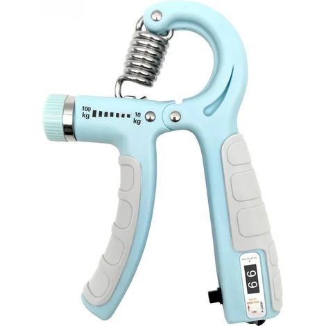 (Bleu) Pince à main réglable de 10 à 100 kg pour l'entraînement des muscles du poignet, de l'avant-bras et de la main. (1/4)