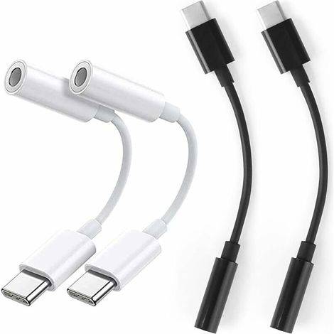 royaluxe -Adaptat Écout USB Type C Jack Audio 4 Pcs Adaptat Casque pour Telephone Adaptat Écout USB Type C Jack Audio Adaptat Casque USB C pour Huawei P40 / P30 Accessoires pour téléphones por (1/5)