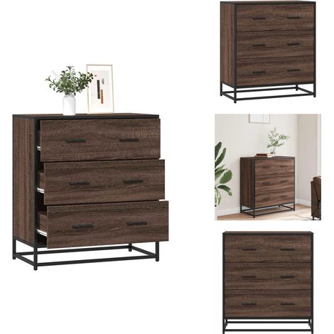 Sideboard Braun Eichen-Optik 68x35x76 cm Holzwerkstoff & Metall - Sideboard - Sideboards - Kommode - Schubladenkommode (1/5)