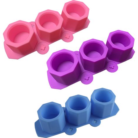 Moule en silicone pour pot de fleur, 3 pièces, fabrication de pots en ciment DIY, plantes succulentes, bleu rose violet (1/5)