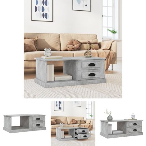 Couchtisch mit Schubladen - vidaXL Couchtisch Betongrau 90x50x35 cm Holzwerkstoff - Stauraum Couchtisch (1/5)