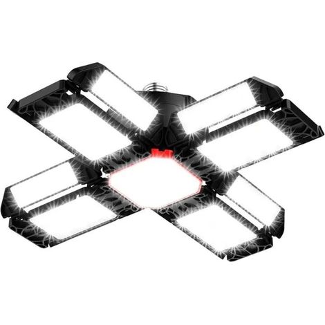 Lampe d'atelier LED 200W,éclairage de garage déformable avec 12 panneaux réglables,6500K,E26/E27,classe F YYV (1/4)