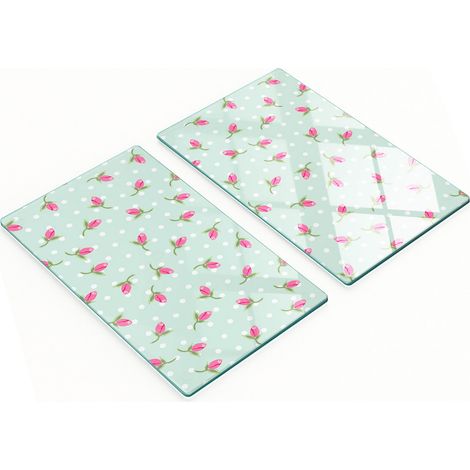 Tablas decorativas multifuncionales de cocina con rosas de vidrio templado, 2x30x52 cm.
