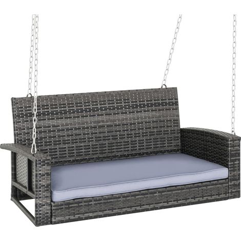 Balancelle suspendue 2 places en rotin avec coussin, modèle polyvalent (1/5)